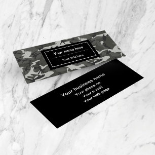 Gray Camo, Camouflage, Military, Army Mini Business Card