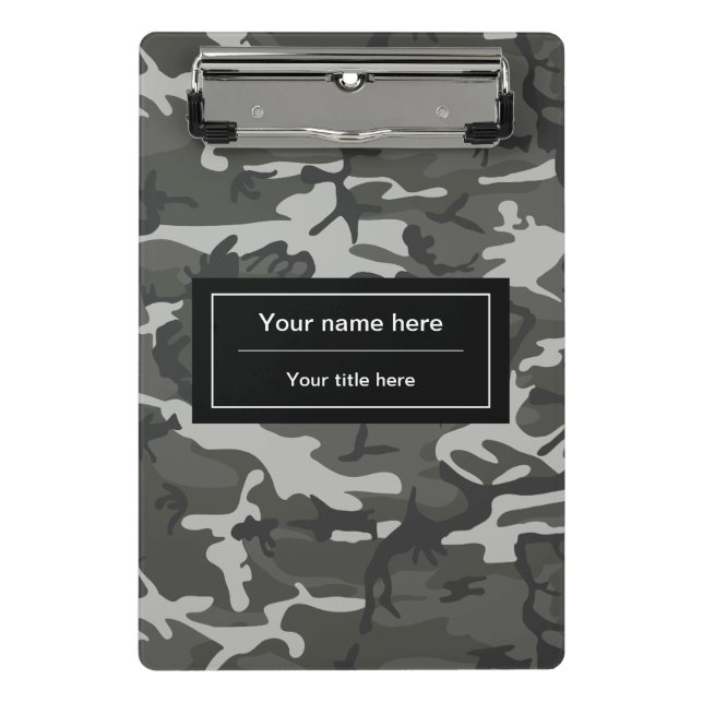 Gray Camo, Camouflage, Military, Army Mini Clipboard (Front)