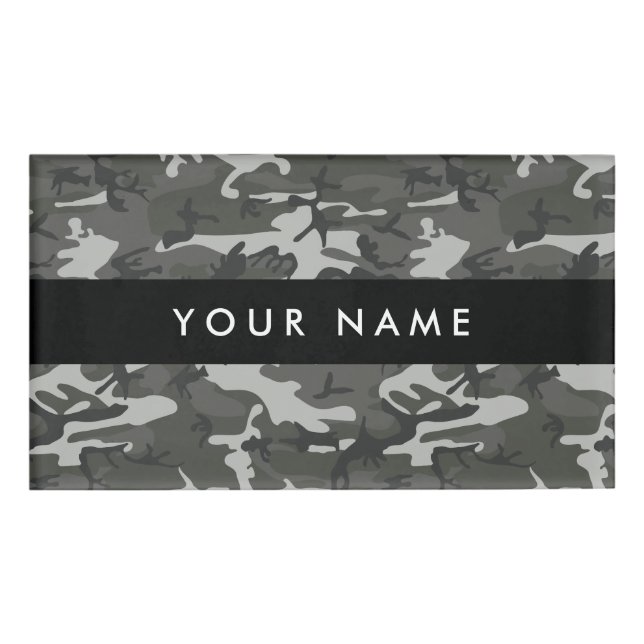 Gray Camo, Camouflage, Military, Army Name Tag (Front)