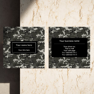 Gray Camo, Camouflage, Military, Army Square Business Card