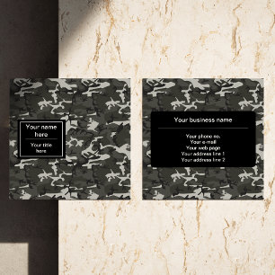 Gray Camo, Camouflage, Military, Army Square Business Card