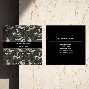 Gray Camo, Camouflage, Military, Army Square Business Card