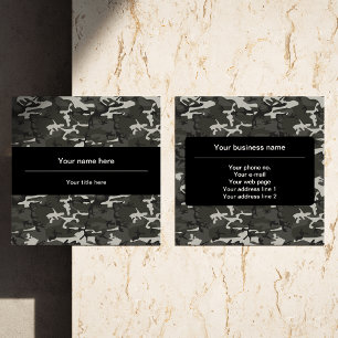 Gray Camo, Camouflage, Military, Army Square Business Card