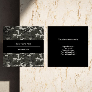 Gray Camo, Camouflage, Military, Army Square Business Card