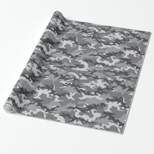 Gray Camo Camouflage Wrapping Paper