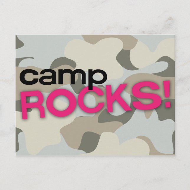 Gray Camo CAMP ROCKS! Postcard (Front)