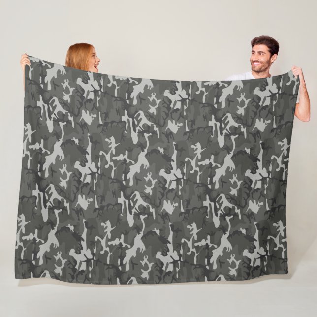 Gray Camo Fleece Blanket (In Situ)