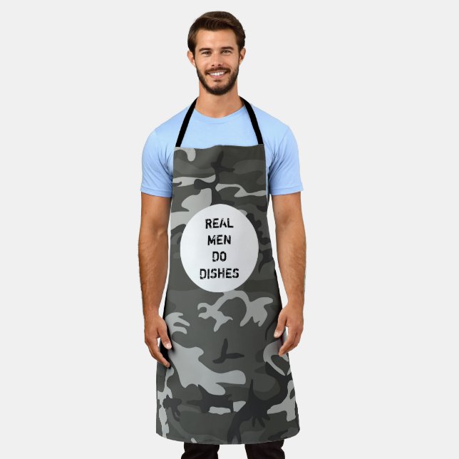 Gray Camo Military Men's Personalized Apron (Worn)