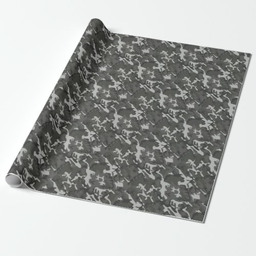 Gray Camo Modern Outdoor Camouflage Wrapping Paper