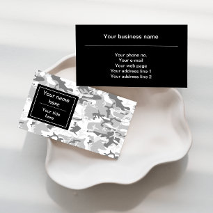 Gray Camo, Winter Camo, Snow Camouflage, Military Business Card