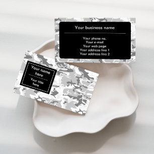 Gray Camo, Winter Camo, Snow Camouflage, Military Business Card