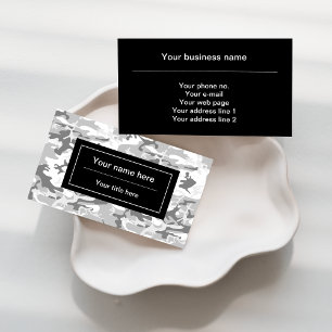 Gray Camo, Winter Camo, Snow Camouflage, Military Business Card