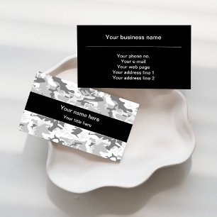 Gray Camo, Winter Camo, Snow Camouflage, Military Business Card