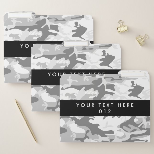 Gray Camo, Winter Camo, Snow Camouflage, Military File Folder (Set)