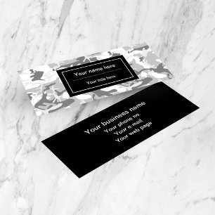 Gray Camo, Winter Camo, Snow Camouflage, Military Mini Business Card