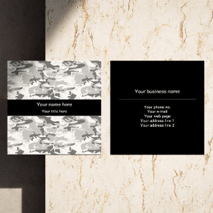 Gray Camo, Winter Camo, Snow Camouflage, Military Square Business Card