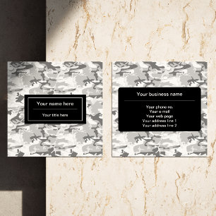 Gray Camo, Winter Camo, Snow Camouflage, Military Square Business Card