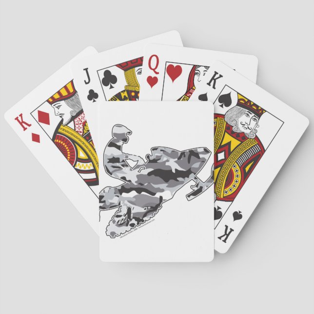 Gray Camoflage Snowmobiler Poker Cards (Back)