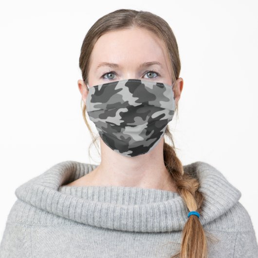 Gray Camouflage Adult Cloth Face Mask (Worn)