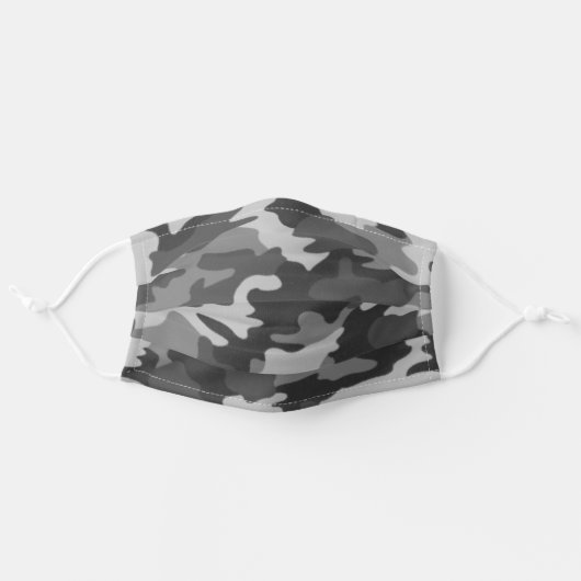 Gray Camouflage Adult Cloth Face Mask (Front, Unfolded)