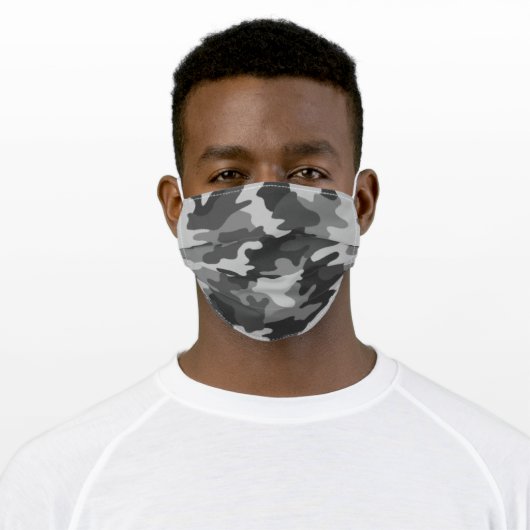 Gray Camouflage Adult Cloth Face Mask (Worn)