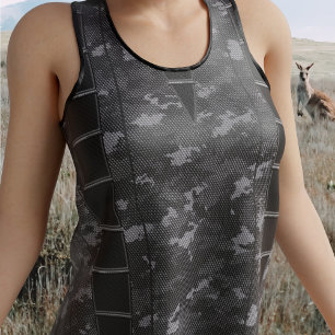 Gray Camouflage Camo Pattern Womens Tank Top
