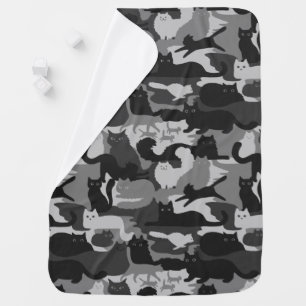Gray Camouflage Cats Pattern Grey Kitty Cats Camo Baby Blanket
