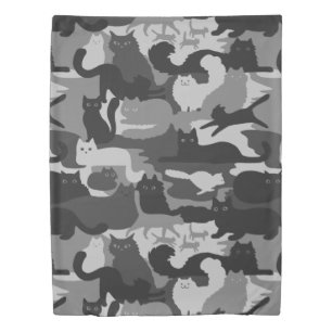Gray Camouflage Cats Pattern Grey Kitty Cats Camo Duvet Cover