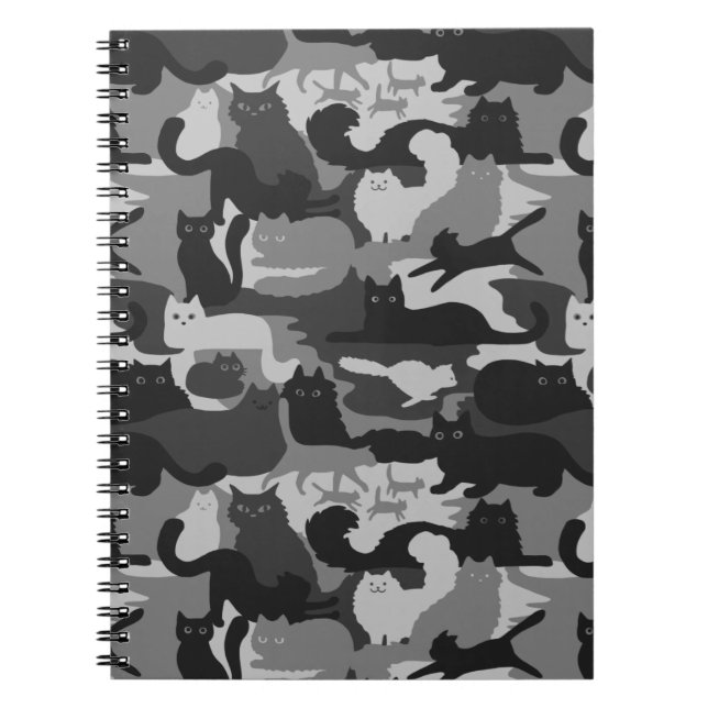 Gray Camouflage Cats Pattern Grey Kitty Cats Camo Notebook (Front)