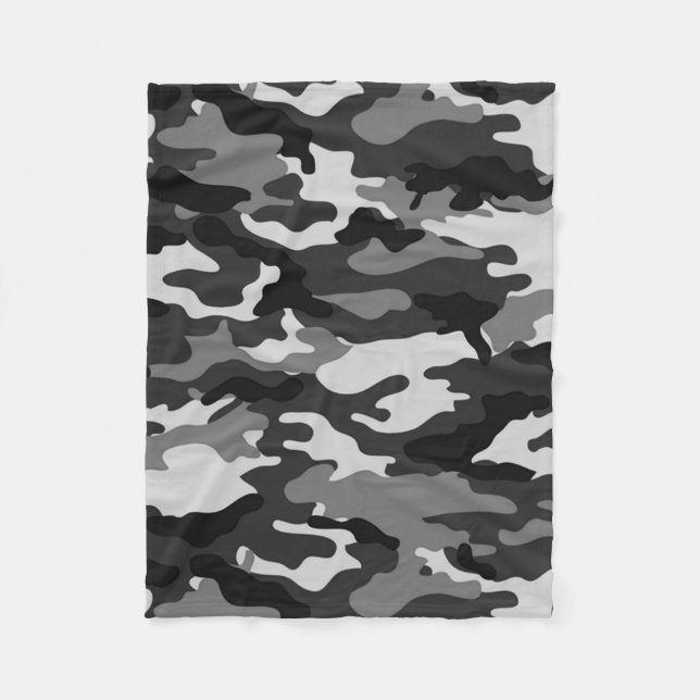 Gray Camouflage Fleece Blanket (Front)