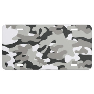 Gray Camouflage License Plate