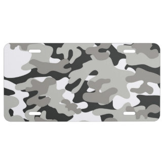 Gray Camouflage License Plate