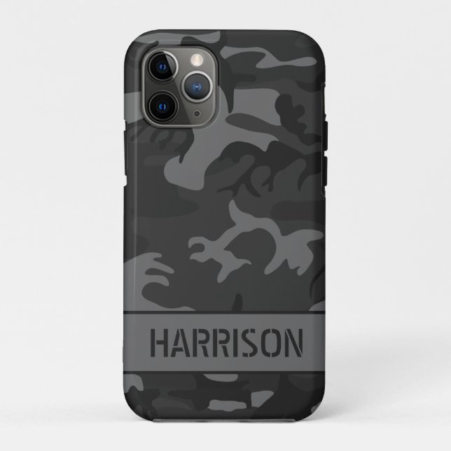 Gray Camouflage Monogram Case-Mate iPhone Case (Back)