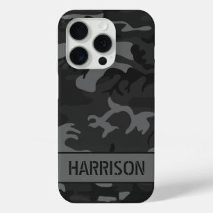 Gray Camouflage Monogram iPhone 15 Pro Case