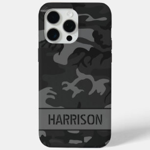Gray Camouflage Monogram iPhone 15 Pro Max Case