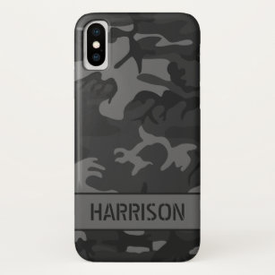 Gray Camouflage Monogram iPhone XS Case