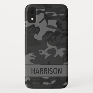 Gray Camouflage Monogram iPhone XR Case