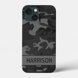 Gray Camouflage Monogram iPhone 13 Mini Case