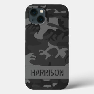 Gray Camouflage Monogram iPhone 13 Case