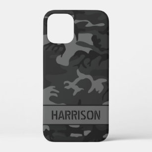 Gray Camouflage Monogram iPhone 12 Mini Case