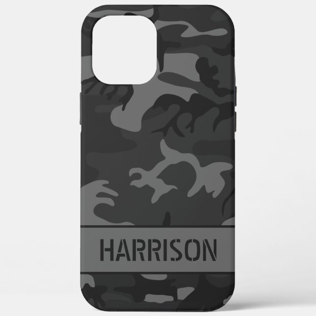 Gray Camouflage Monogram Case-Mate iPhone Case (Back)