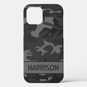 Gray Camouflage Monogram iPhone 12 Case