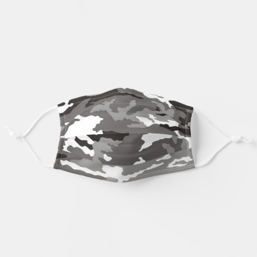 Gray camouflage pattern adult cloth face mask
