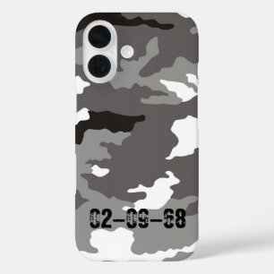 Gray camouflage pattern iPhone 16 case