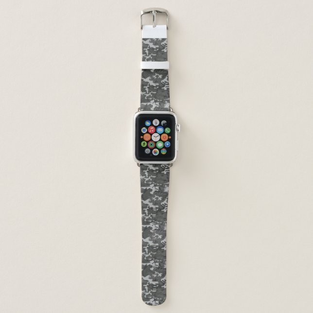 Gray Camouflage Pattern, Military Pattern, Army Apple Watch Band (Front)
