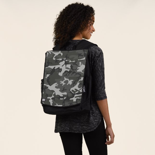 Gray Camouflage Pattern, Military Pattern, Army Backpack (Worn)