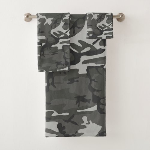 Gray Camouflage Pattern Military Pattern Army Bath Towel Set