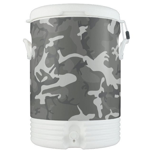 Gray Camouflage Pattern, Military Pattern, Army Beverage Cooler (Front)