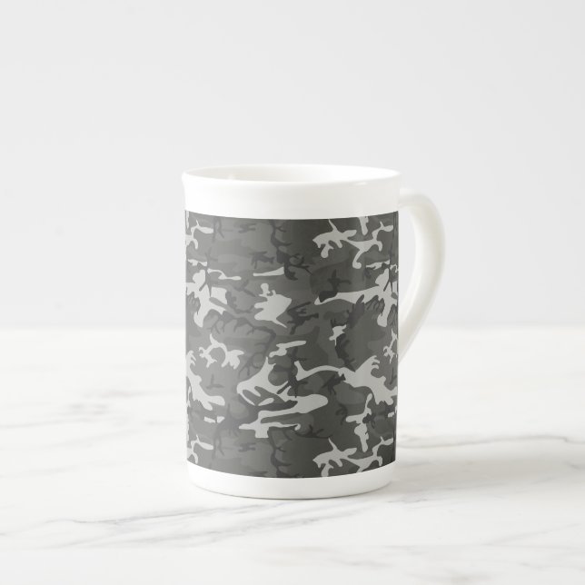 Gray Camouflage Pattern, Military Pattern, Army Bone China Mug (Front Right)