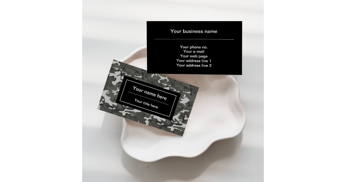 Gray Camouflage Pattern Military Pattern Army Business Card Zazzle